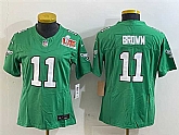 Women's Philadelphia Eagles #11 A. J. Brown Green 2025 Super Bowl LIX Patch F.U.S.E. Throwback Vapor Untouchable Limited Stitched Jersey(Run Small),baseball caps,new era cap wholesale,wholesale hats